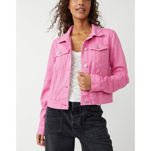 NWT FREE PEOPLE Rumors Denim Jacket / Sugar Magnolia - Picture 1 of 5
